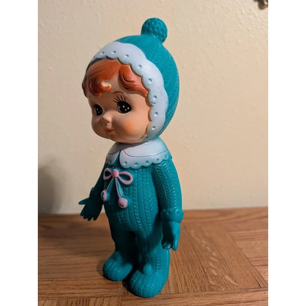 Charmy‎ Chan Doll Kodama Sangyo Toy Co. Japan Turquoise With Pom Pom Retro Style